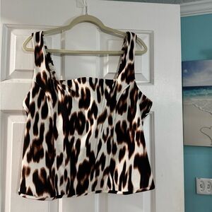 BOLD elements Brown and White Animal Print Corset Crop Style Top.